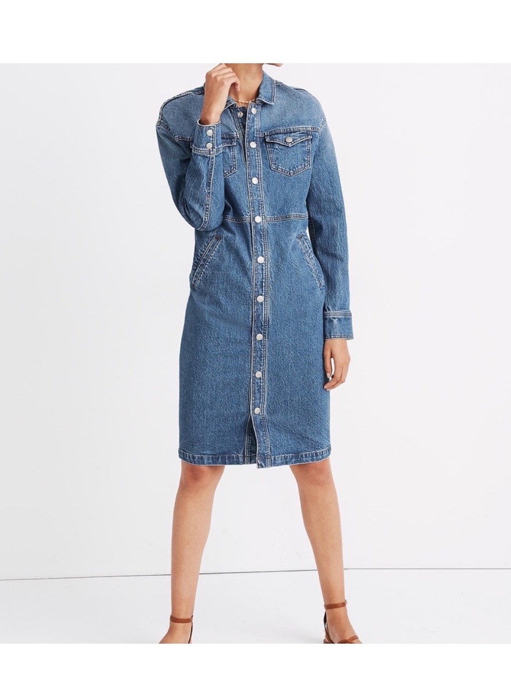 Madewell Classic Blue Denim Snap-front  Shirtdress